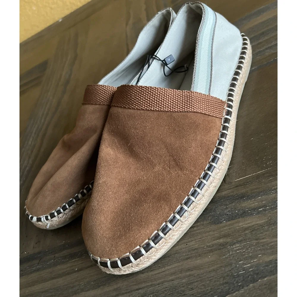 Zara Mens Espadrilles Slip On Shoes Brown Suede Contrast EU 43